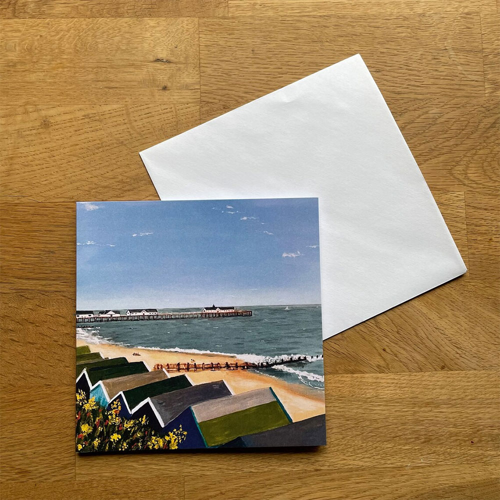 The Pier at Southwold Suffolk Greetings Card. Ideal as a birthday card.